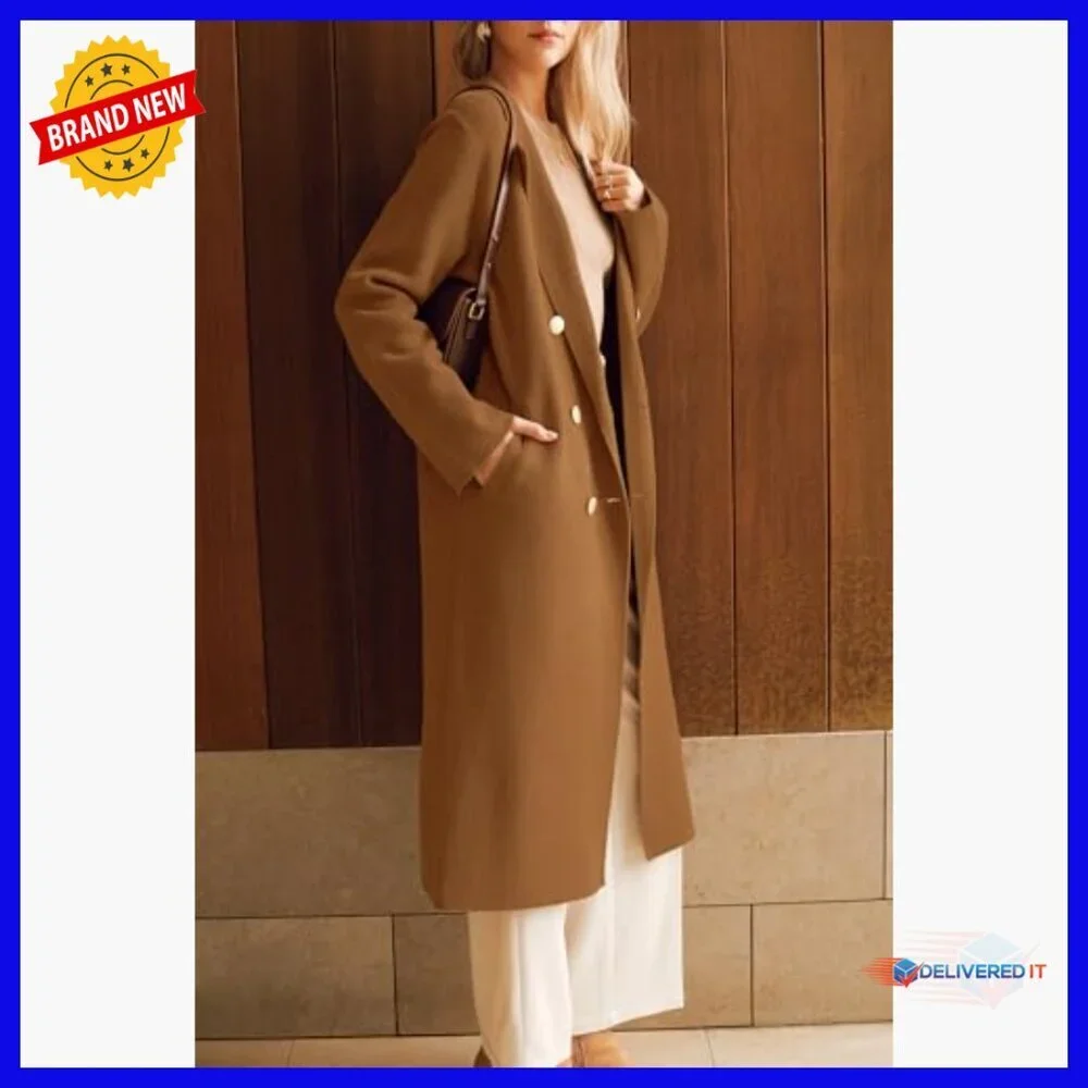 Wool Blend Long Cardigan Sweater Coat Double Breasted Winter Outfit